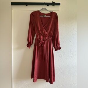 Elegant Satin Burgundy/Red Wrap Dress Size 6